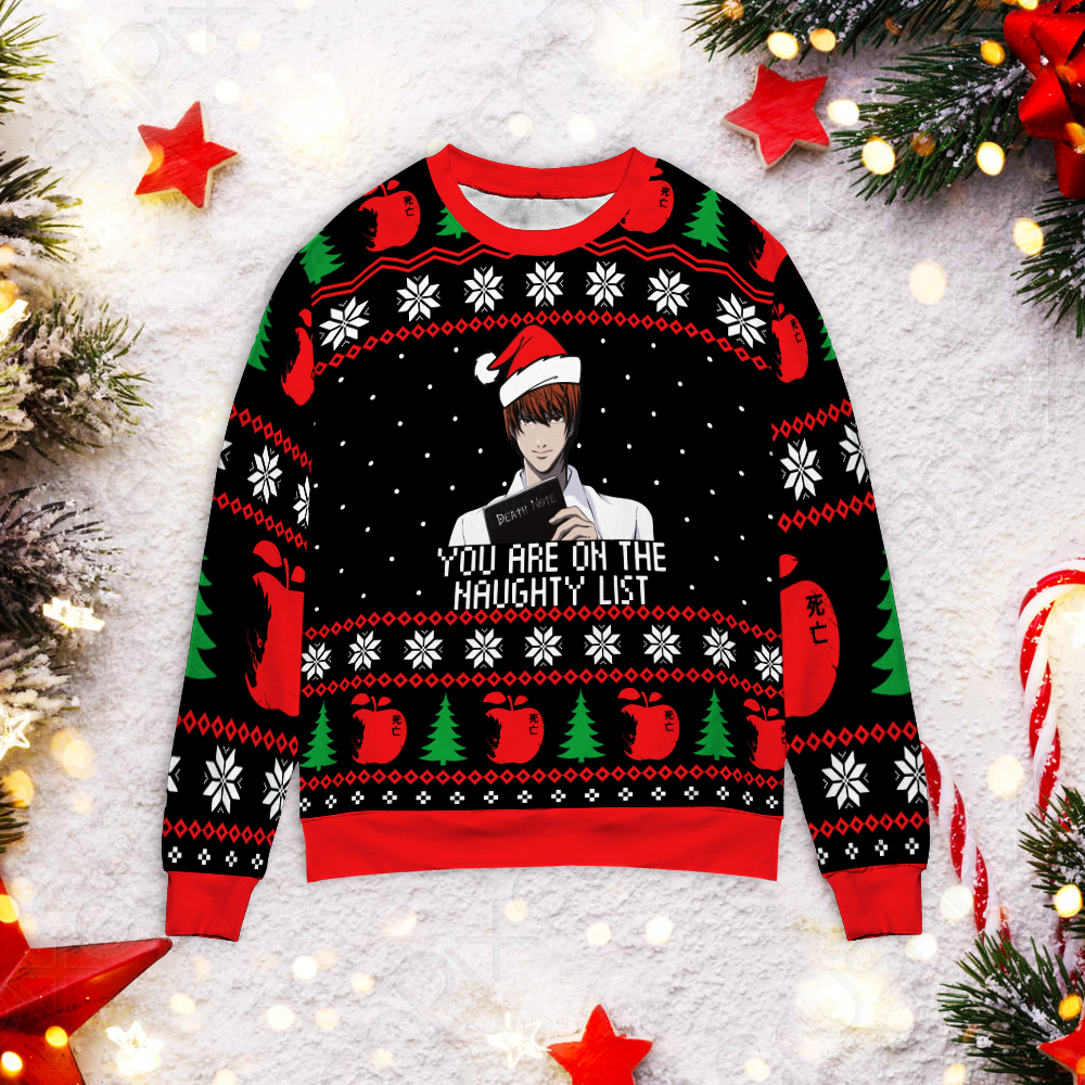 Death Note Naughty List Ugly Christmas Sweater - Lelemoon