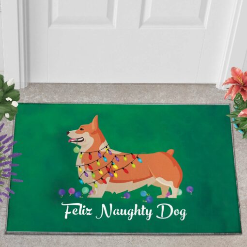 feliz naughty dog corgi doormat