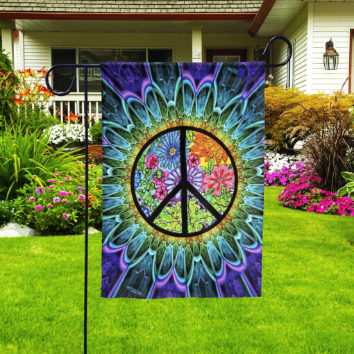 Psychedelic hippie peace flag $26.95 Garden Flag mockup