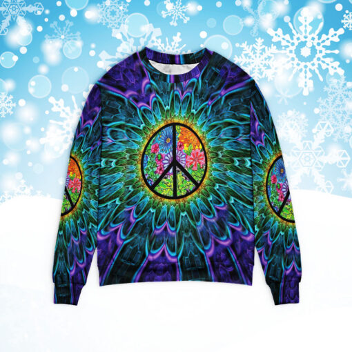 Psychedelic hippie peace Christmas sweater $39.95