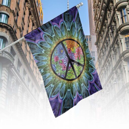 Psychedelic hippie peace flag $26.95 house flag mockup