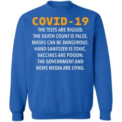 Covid 19 the tests are rigged the death count is false masks shirt Covid 19 the tests are rigged the death count is false masks shirt $19.95