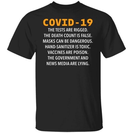 Covid 19 the tests are rigged the death count is false masks shirt $19.95