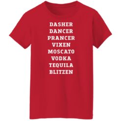 Dasher dancer prancer vixen moscato vodka tequila blitzen shirt $19.95 redirect11022021211149 9