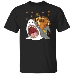 Thanksgiving Turkey riding shark shirt