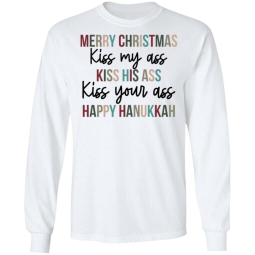 Merry Christmas kiss my ass kiss his ass Christmas sweater $19.95