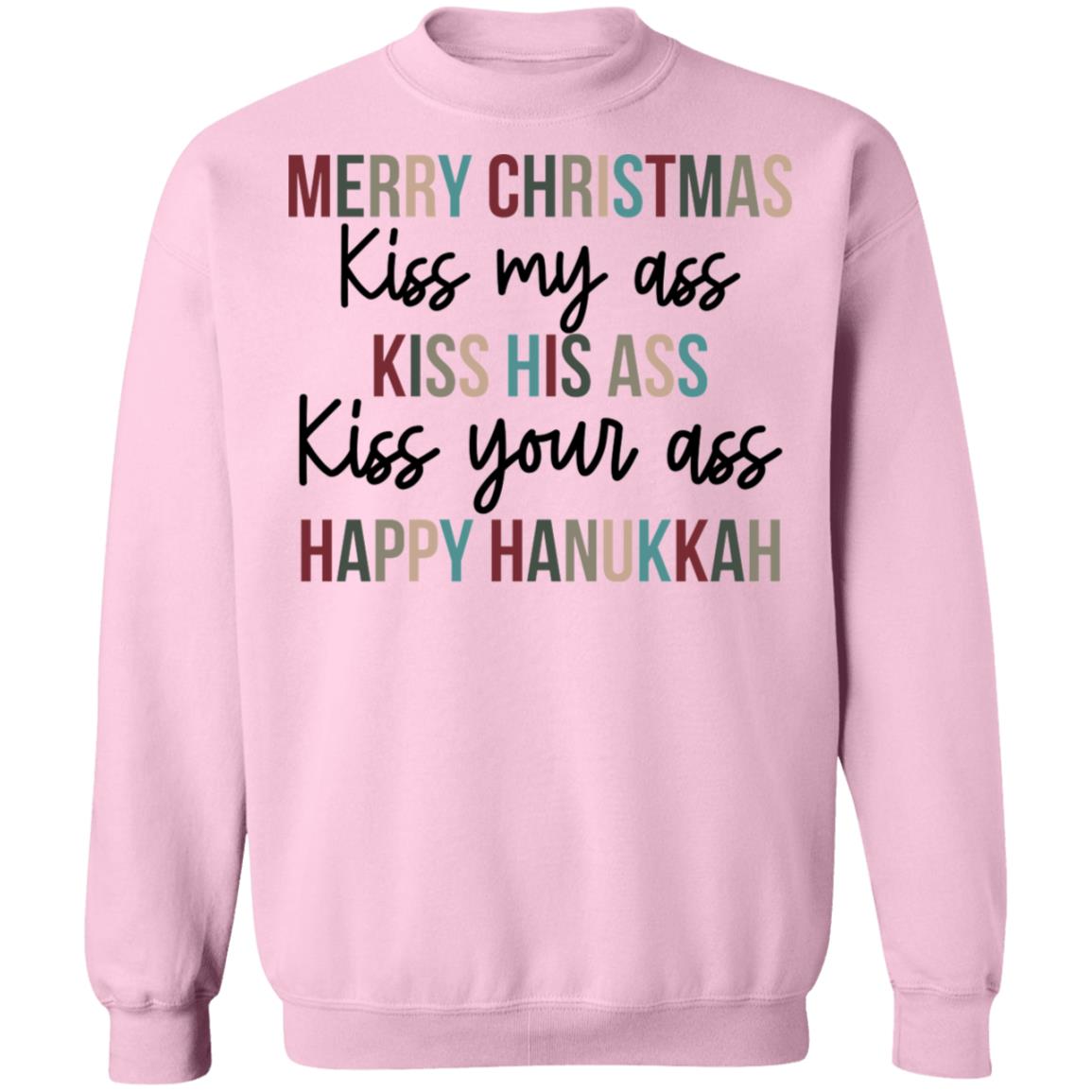 Merry Christmas Kiss My Ass Kiss His Ass Christmas Sweater - Lelemoon, image size:1155x1155