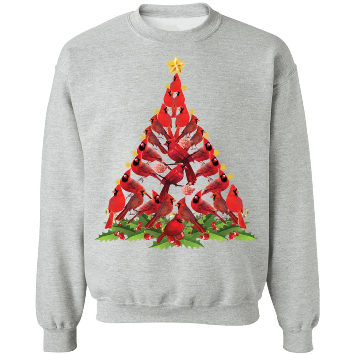 Cardinal Bird Christmas Tree Sweatshirt Lelemoon