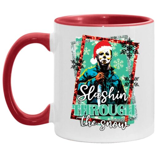 Michael Myers Slashing Through The Snow Christmas mug $16.95