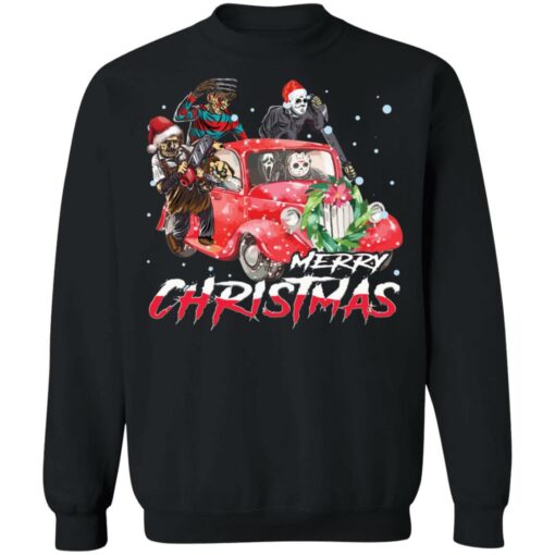 Scary Horror Characters car merry Christmas shirt $19.95