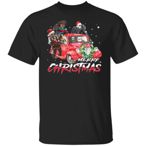 Scary Horror Characters car merry Christmas shirt