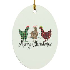 Plaid Rooster Merry Christmas ornament $12.75