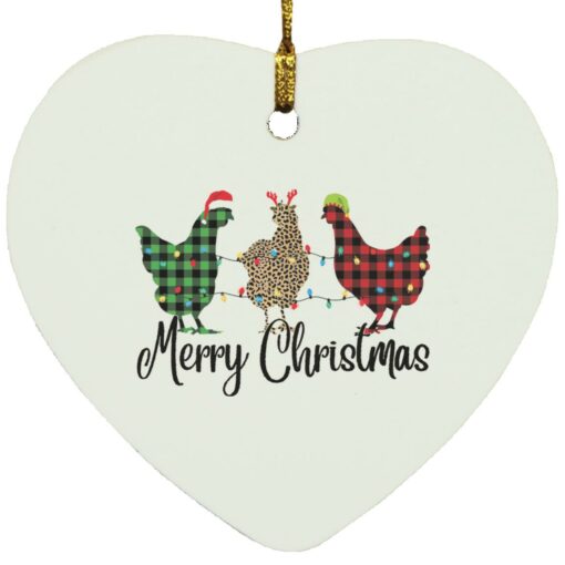 Plaid Rooster Merry Christmas ornament $12.75