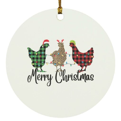 Plaid Rooster Merry Christmas ornament $12.75