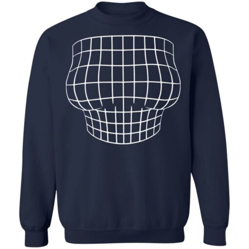 Magnified chest optical Illusion grid big boobs shirt $19.95