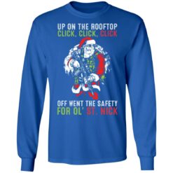 Santa up on the rooftop click click click Christmas sweater $19.95