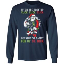 Santa up on the rooftop click click click Christmas sweater $19.95