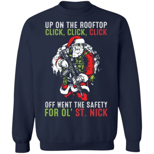 Santa up on the rooftop click click click Christmas sweater $19.95 redirect11212021221154 7