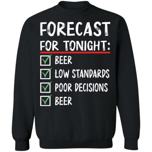 Forecast for tonight beer low standards poor decisions shirt $19.95 redirect11212021221155 4