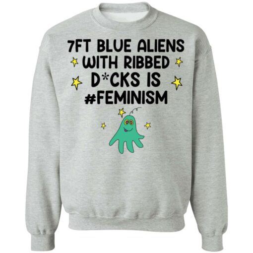 7ft blue Aliens with ribbed D*cks is feminism shirt $19.95