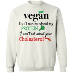 Vegan don’t ask me about my protein i won't ask about your cholesterol shirt $19.95 redirect11252021061118 5