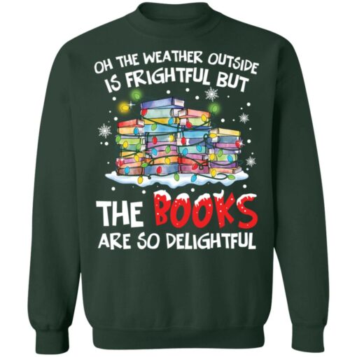 Oh the weather outside is frightful but the books are so delightful Christmas sweater $19.95 redirect12012021031222 1