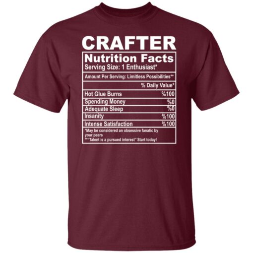 Crafter nutrition facts shirt $19.95