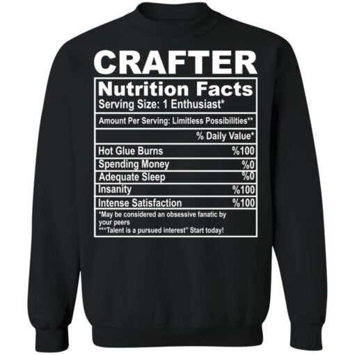 Crafter nutrition facts shirt $19.95