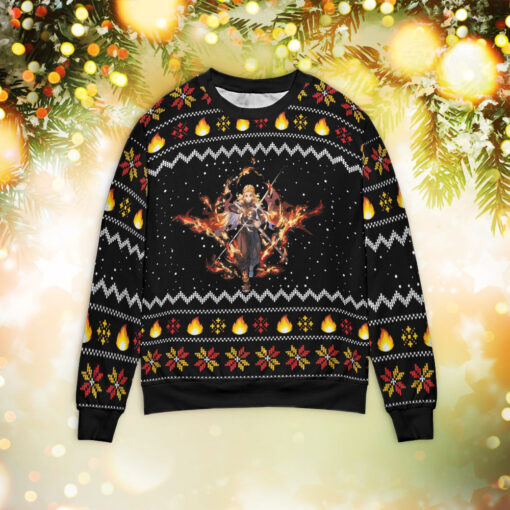 Fire Rengoku Demon Slayer Christmas sweater $39.95