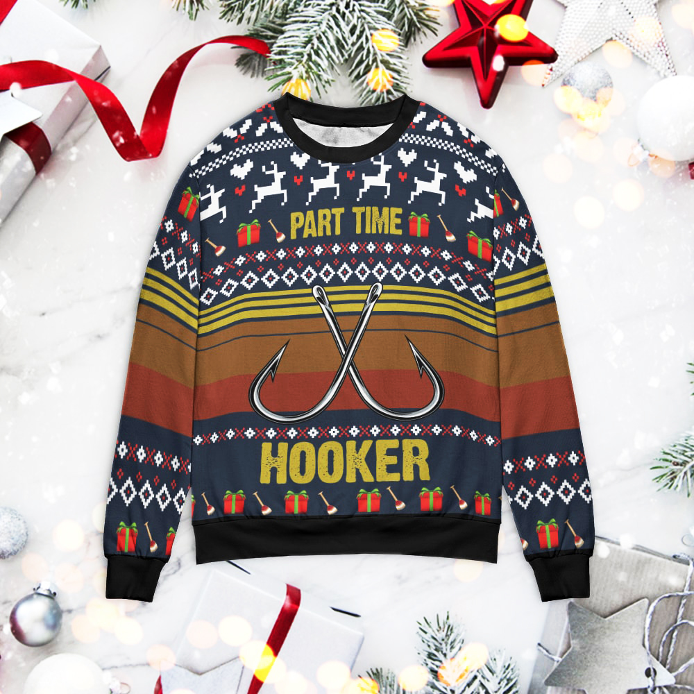 Fishing Part Time Hooker Christmas Sweater - Lelemoon