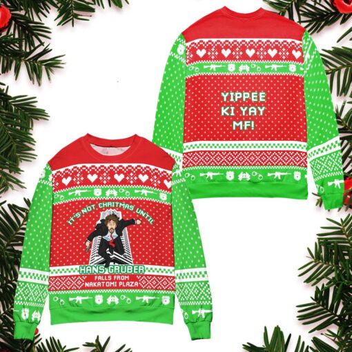 Hans gruber fall Nakatomi Plaza die hard Ugly Christmas Sweater $39.95 Hans Gruber Fall Nakatomi Plaza Die Hard Ugly Christmas Sweater mockup