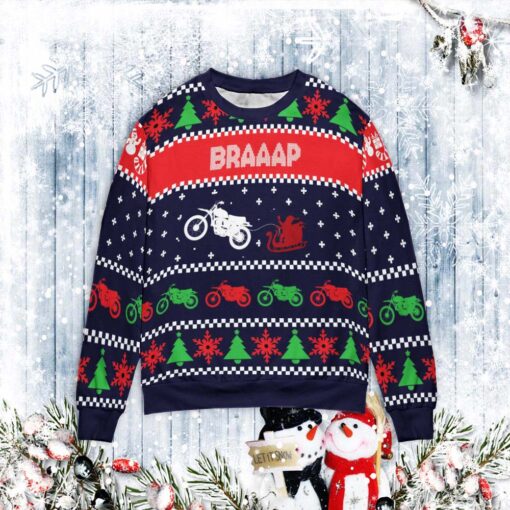 Motorbike Braaap Ugly Christmas Sweater $39.95