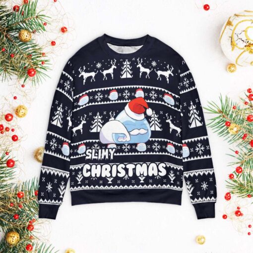 Slimy Christmas Christmas Sweater $39.95 Slimy Christmas That time I got reincarnated as a slime Christmas Sweater mockup