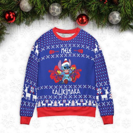 Stitch Mele Kalikimaka Ugly Christmas sweater $39.95 Stitch Mele Kalikimaka Ugly Christmas Sweater mockup