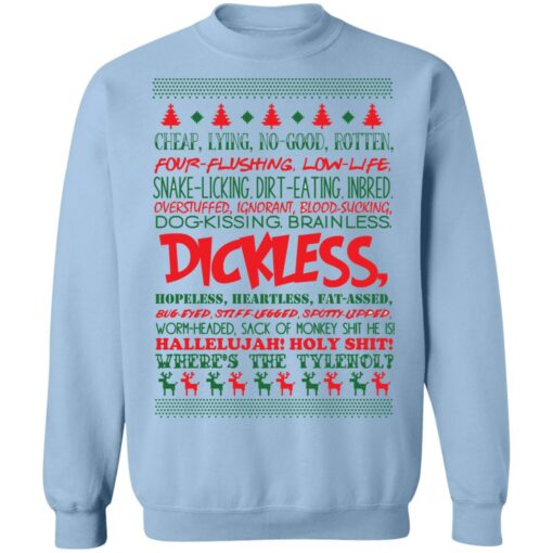 Cheap lying no good rotten four flushing low life Christmas sweater $19.95