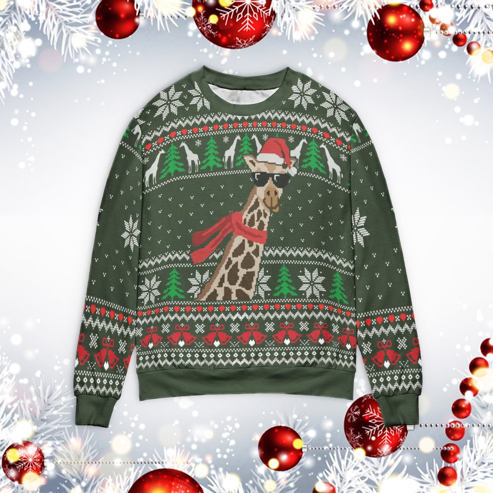 Ugly christmas sweater giraffe sale