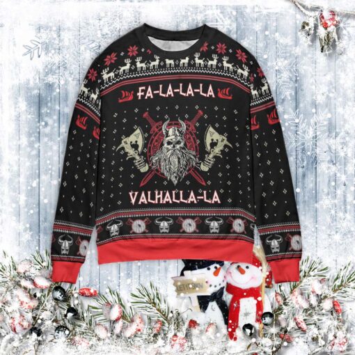 Falalala valhallala viking Christmas sweater $39.95 vahalala viking sweater mockup