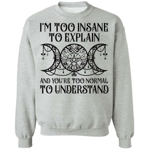 I’m too insane to explain and you’re too normal to understand shirt $19.95 redirect01192022030134 4