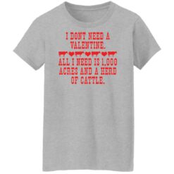 I don't need a valentine all i need is 1000 acres shirt $19.95 redirect02082022010254 9