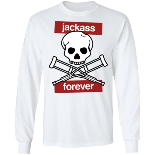 Jackass forever red skull and crutches warning shirt $19.95