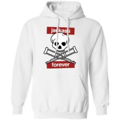 Jackass forever red skull and crutches warning shirt $19.95