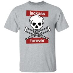 Jackass forever red skull and crutches warning shirt $19.95