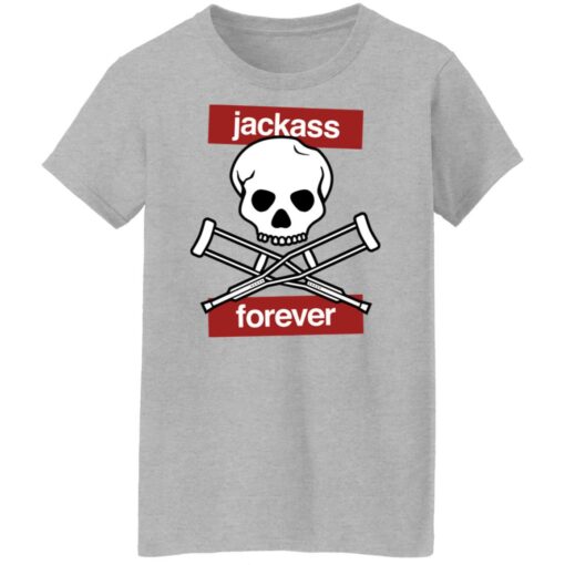 Jackass forever red skull and crutches warning shirt $19.95