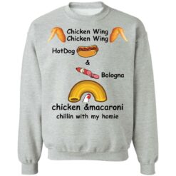 Chicken wing hotdog and bologna chicken and macaroni shirt $19.95