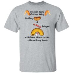Chicken wing hotdog and bologna chicken and macaroni shirt $19.95