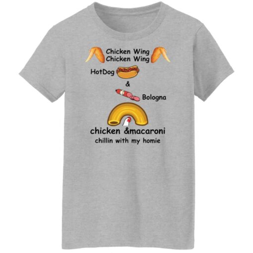 Chicken wing hotdog and bologna chicken and macaroni shirt $19.95