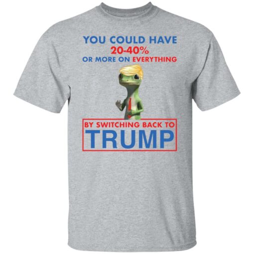 You could save 20-40% more one everything by switching back to Tr*mp shirt $19.95