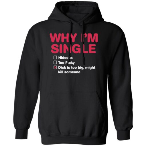 Why i'm single hideous to picky dick is too big might kill someone shirt $19.95