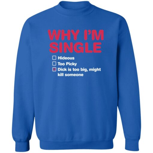 Why i'm single hideous to picky dick is too big might kill someone shirt $19.95 redirect09192022220958