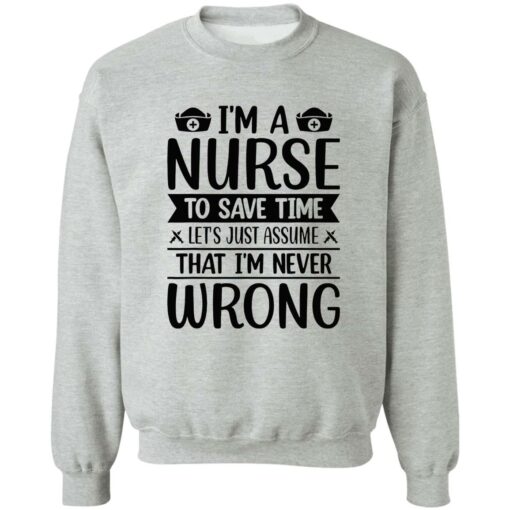 I’m a nurse to save time let’s just assume that I’m never wrong shirt $19.95 redirect09202022030940 2